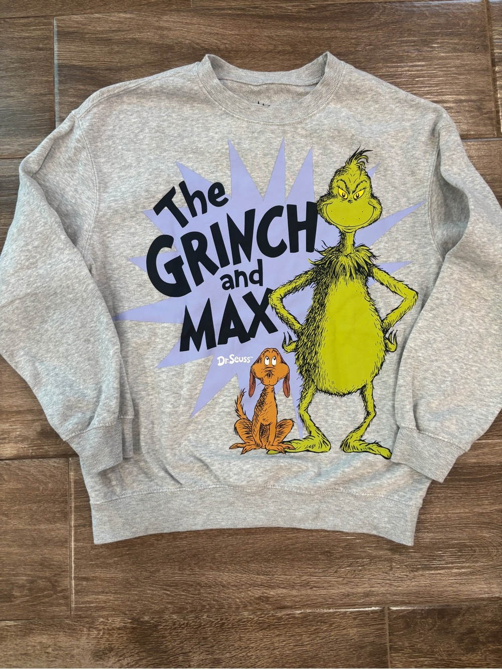The Grinch and Max Graphic Crewneck Sweater - Gray Women’s M Holidays Christmas